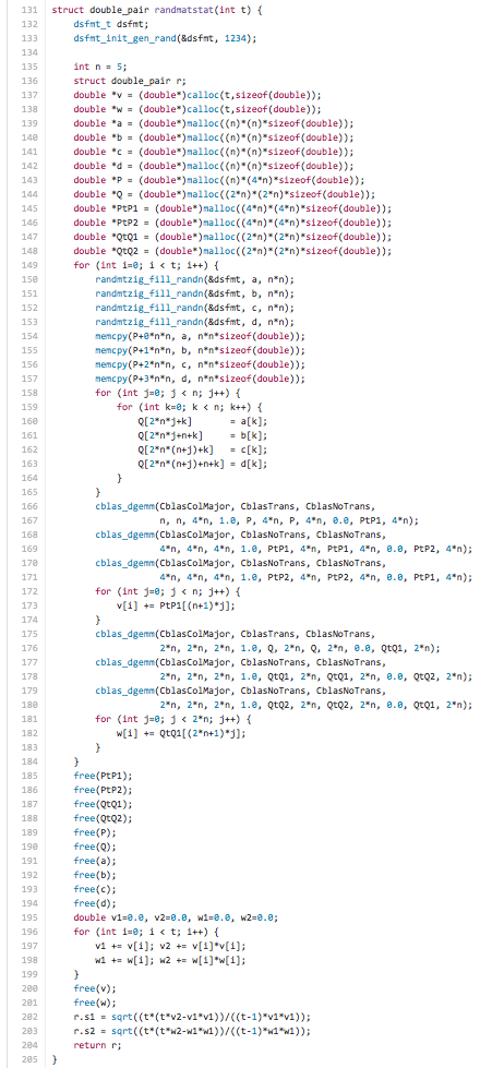 randmatstat written in C